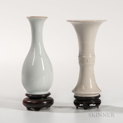 Two White-glazed Miniature Vases