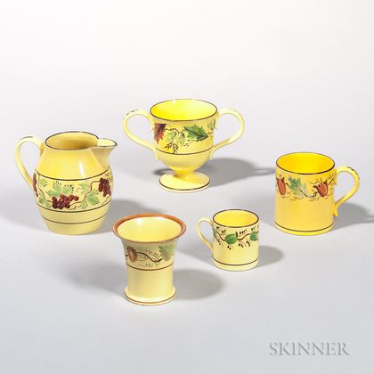 Five Yellow-glazed Earthenware Table Items