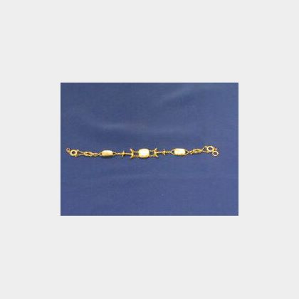 14kt Gold and Nautical Crystal Intaglio Bracelet. 