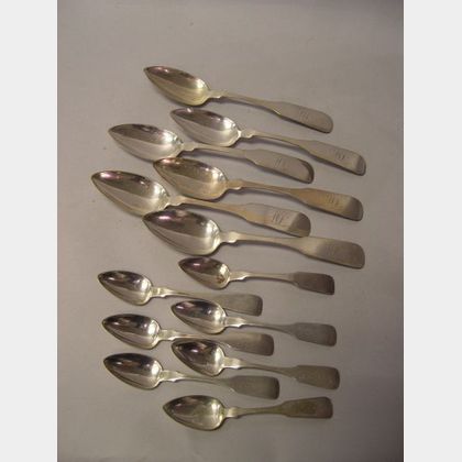 Thirteen Coin Silver Spoons. 