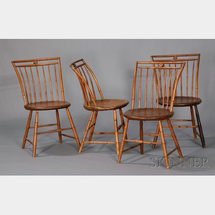 Set of Four Bamboo-turned Windsor Chairs
