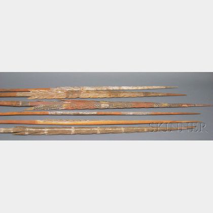 Six Australian Aboriginal Carved and Painted Wood Spears