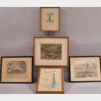Five Framed Minot's Ledge Light Prints. Estimate $50-75