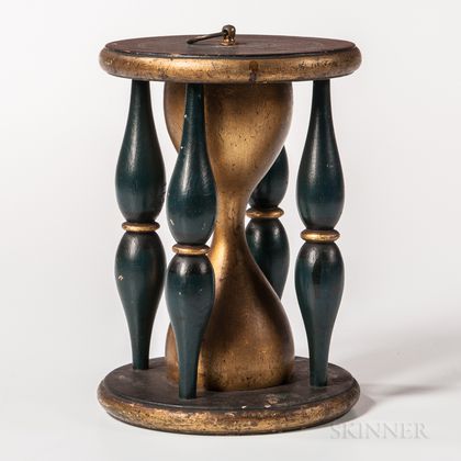 Green- and Gold-painted Wood Odd Fellows Hourglass