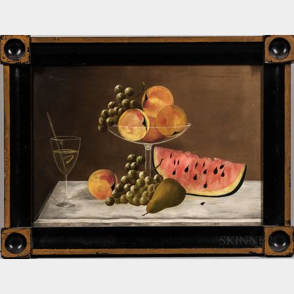 American School, Late 19th Century Still Life with Fruit in a Compote and a Cocktail