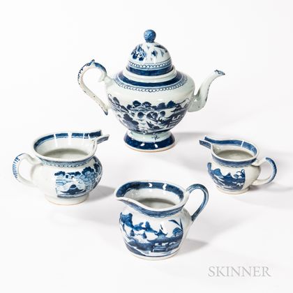 Four Pieces of Canton Pattern Chinese Export Porcelain Teaware