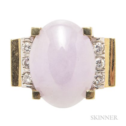 18kt Gold, Lavender Jade, and Diamond Ring