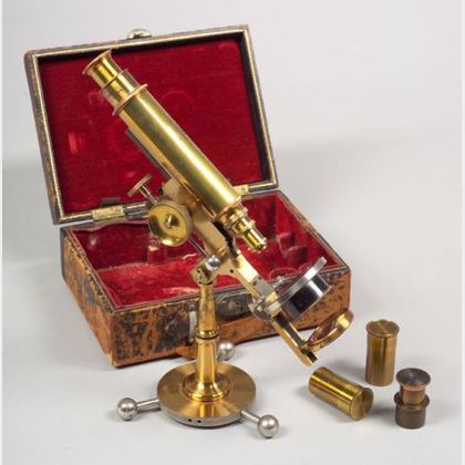 Lacquered Brass Griffith Club Microscope by Bausch & Lomb