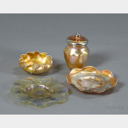 Tiffany Bowl, Plate, Dish and Covered Jar