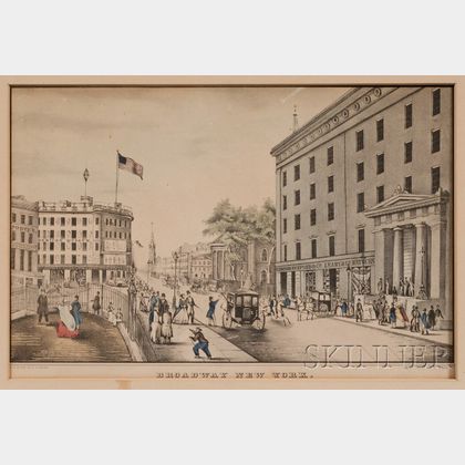 Nathaniel Currier, publisher (American, 1813-1888) Lot of Two Works: Ruins of the Merchants Exchange N.Y., and Broadway New York. ... 