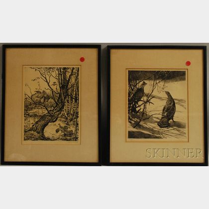 Two Sporting Prints: Aiden Lassell Ripley (1896-1969),Ruffed Grouse in Winter