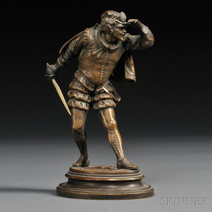 After Emile Coriolan Hippolyte Guillemin (French, 1841-1907) Bronze Figure of a Dueling Cavalier