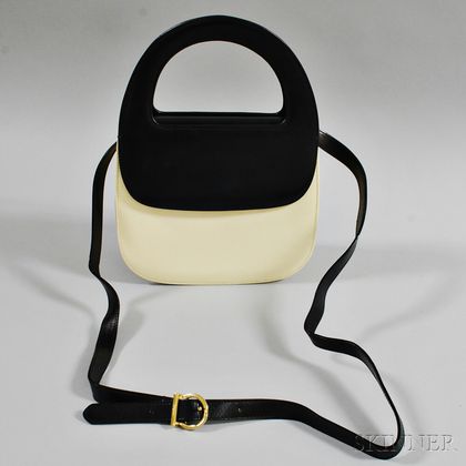 Salvatore Ferragamo Black and Cream Handbag