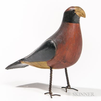 Folk Art Carved and Painted Robin