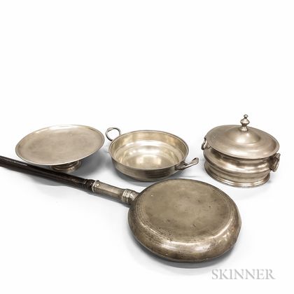 Four Pewter Domestic Items