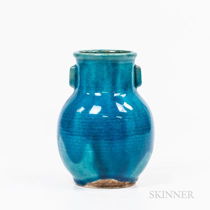 Blue-glazed Pottery Vase