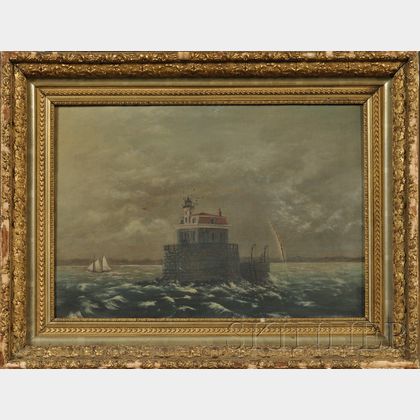 Attributed to Augustus Waldo Eddy (American, 1851-1921) Lot of Two Works: View of the Penfield Reef Lighthouse off Fairfield, Connec...