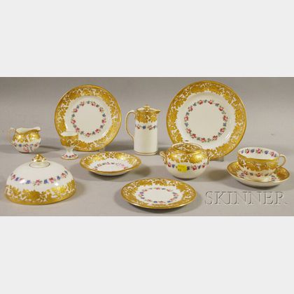 Hand-painted Gilt-decorated Porcelain Demitasse Service for One