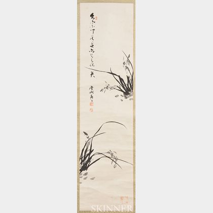 Hanging Scroll Depicting Orchids