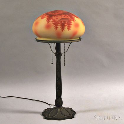 Reverse-painted Boudoir Table Lamp