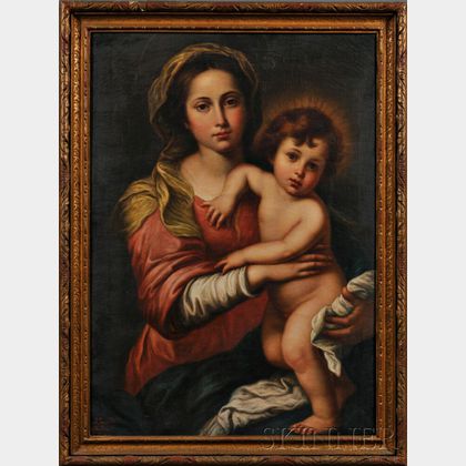 Achille Leonardi (Italian, 1800-1870) Madonna and Child, After Bartolomé Estebán Murillo (Spanish, 1618-1682)