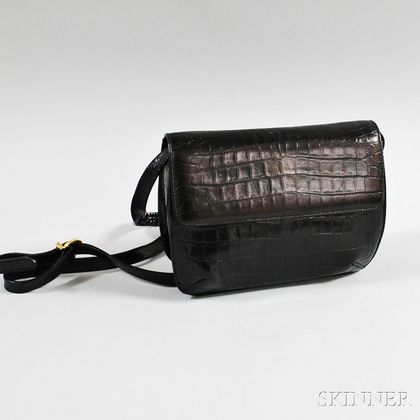 Salvatore Ferragamo Black Embossed Leather Handbag