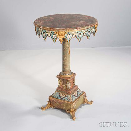 Onyx and Champleve Enamel Table
