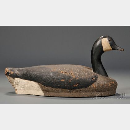 Carved and Painted Wood and Cork Canada Goose Decoy