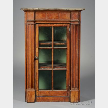 Federal Pine Glazed Architectural Wall Cupboard
