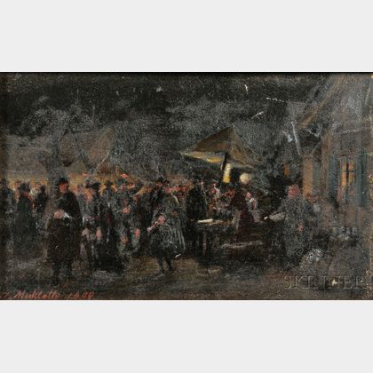 Johann Makloth (Austrian, 1846-1908) Street Vendors at Night