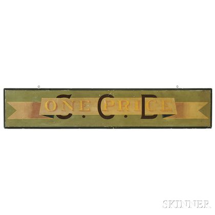 Paint-decorated and Gilt "ONE PRICE C.O.D." Sign