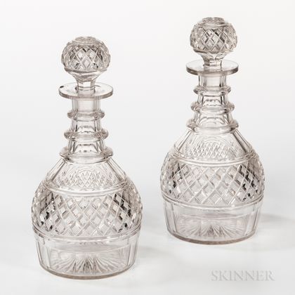 Pair of Anglo-Irish Cut Crystal Decanters