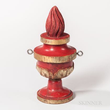 Carved, Red-painted, and Gilt Odd Fellows Altar Flame