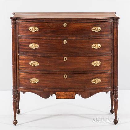 Federal Mahogany and Mahogany Veneer Inlaid Swell-front Chest of Drawers
