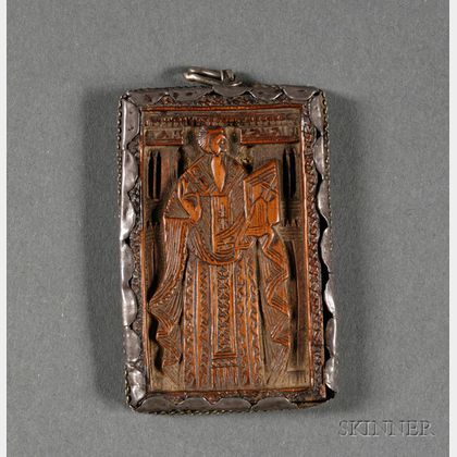 Miniature Carved Wood Greek Icon