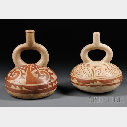 Two Moche Painted Stirrup-spout Pottery Vessels