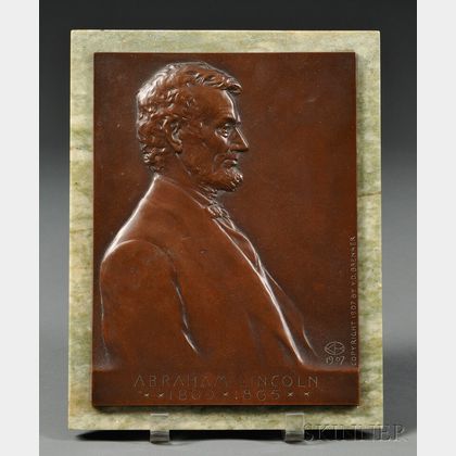 Y.D. Brenner (American, 1871-1924) Bronze Portrait Plaque of Abraham Lincoln