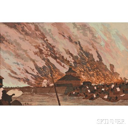 Kobayashi Kiyochika (1847-1915),Asakusa Bridge in Ryogoku Fire