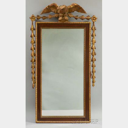 Federal Carved and Parcel-gilt Mahogany Veneer Mirror