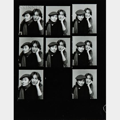 Jack Mitchell (American, 1925-2013) Two Contact Sheets with Portraits of John Lennon and Yoko Ono