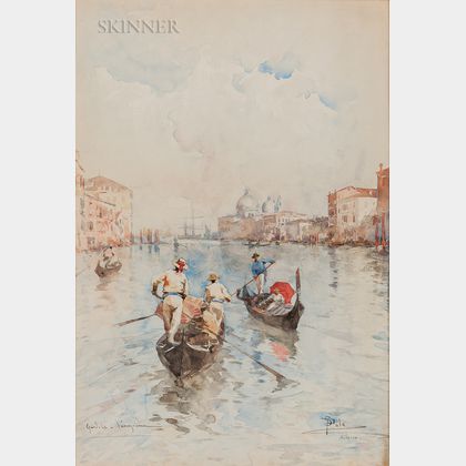 Paolo Sala (Italian, 1859-1924) Gondole Veneziane