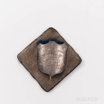Silver Identification Pin of George H. Harris, Company E, 4th New Hampshire Volunteer Infantry