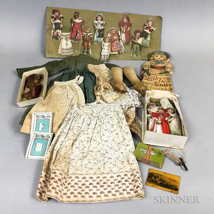Group of Lithographed Paper Dolls and Costumes. Estimate $100-150