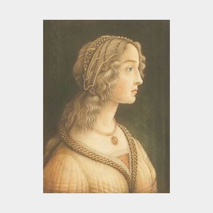 Lot of Two Color Mezzotint Portraits: Samuel Arlent Edwards (British, b. 1861) after Sandro Botticelli (Italian, 1440-1510),Lucretia T