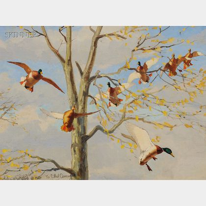 Richard Evett Bishop (American, 1887-1975) Lot of Two Images of Mallards in Flight