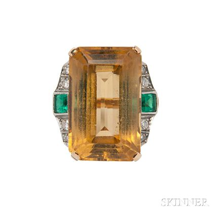 Retro 14kt Gold and Citrine Ring