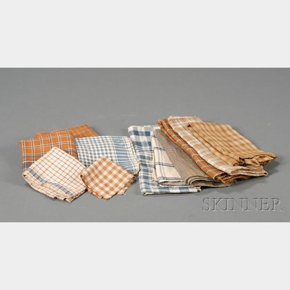Eleven Homespun Linen Handkerchiefs and Dishcloths