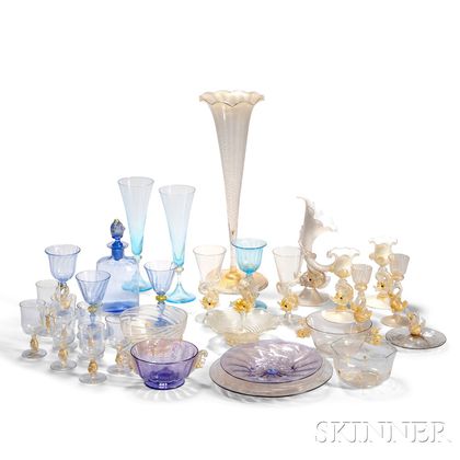 Thirty-one Venetian Glass Items 