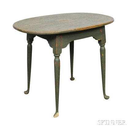 Queen Anne Green-painted Maple Oval-top Tea Table