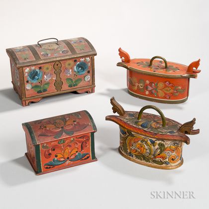Four Scandinavian Paint-decorated Boxes